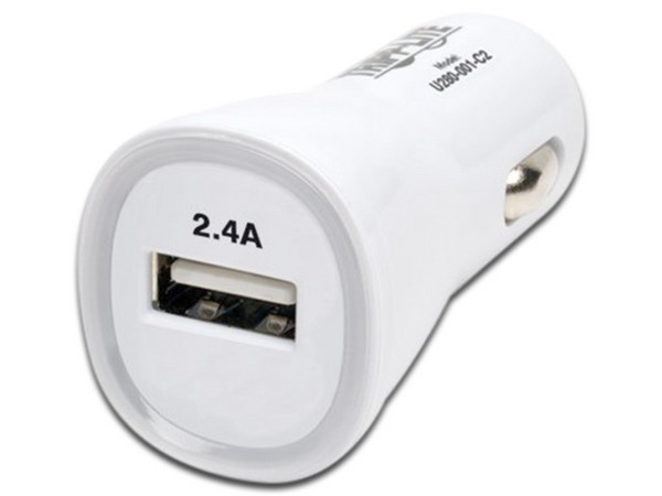Cargador para auto Tripp Lite portátil, USB. Color Blanco.
