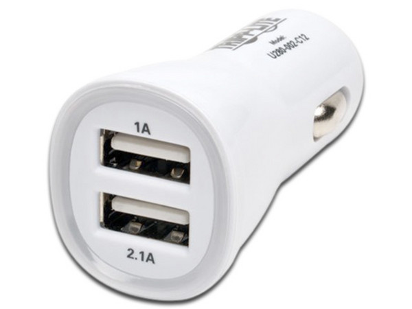 Cargador para Auto Tripp-Lite con 2 puertos USB. Color Blanco.