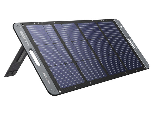 Panel Solar Plegable 100W UGREEN, alta eficiencia de conversión, alineación inteligente de la luz solar, resistente al agua y duradero, recomendado para Power Station Portable 600W, incluye cable XT60 macho a macho de 2m.