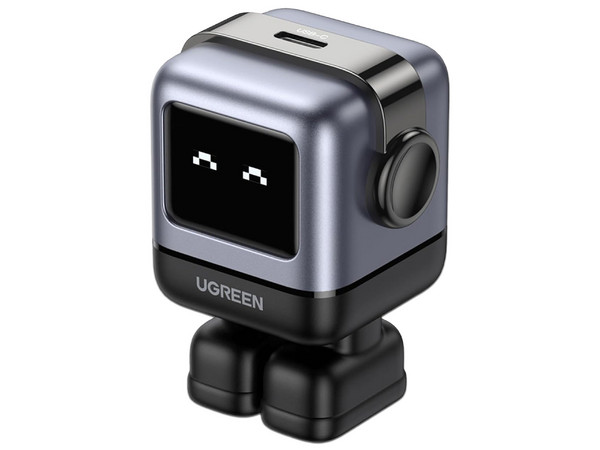 Cargador de Pared Ugreen Nexode Mini GaNRobot de 30W, 1 puerto USB-C de carga rápida, Tecnología GaN II, Pantalla LED. Color Negro.