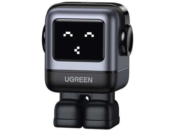 Cargador de Pared Ugreen Nexode Mini GaNRobot de 30W, 1 puerto USB-C de carga rápida, Tecnología GaN II, Pantalla LED. Color Negro.