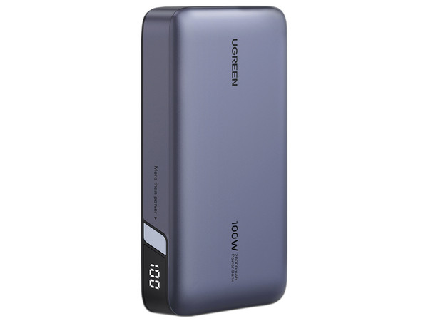 Power Bank 20000mAh, 3 Salidas 100W Máx. (USB-A + 2 USB-C), PD 3.0, QC3.0, FCP, SCP, Pantalla Inteligente, Carcasa Ignífuga, Gris, Incluye Cable USB 50cm.