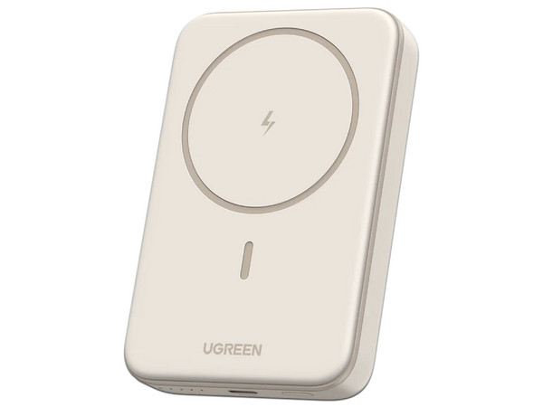 Batería Portátil UGREEN 25208B de 10.000 mAh, 20W, Carga Inalámbrica, USB Tipo C. Color Blanco.