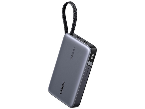 Power Bank UGREEN 55992B de 20.000mAh, 1 Puerto USB Tipo C, 1 Puerto Tipo A, Potencia máxima de hasta 100W. Color Gris.
