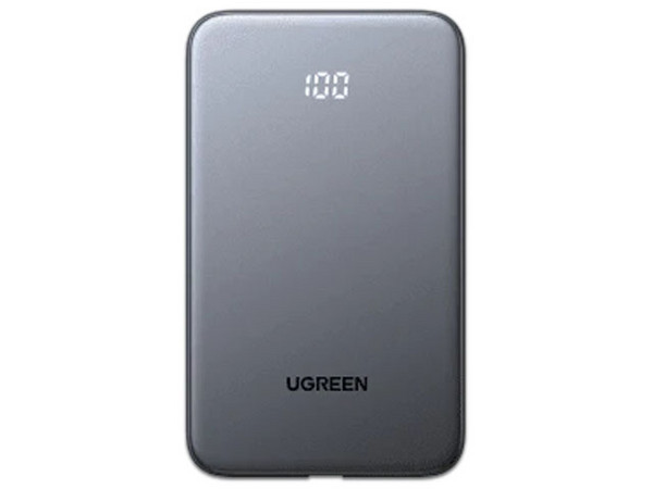 Power Bank UGREEN 75161B de 10.000mAh, Cable integrado de 20W Tipo C, 1 Puerto USB Tipo A. Color Gris.