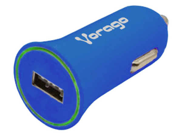 Cargador para auto Vorago AU-101 portátil, USB. Color Azul.