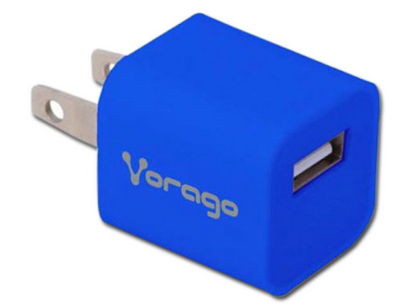 Cargador de pared Vorago AU-105 B con 1 puerto USB. Color Azul.