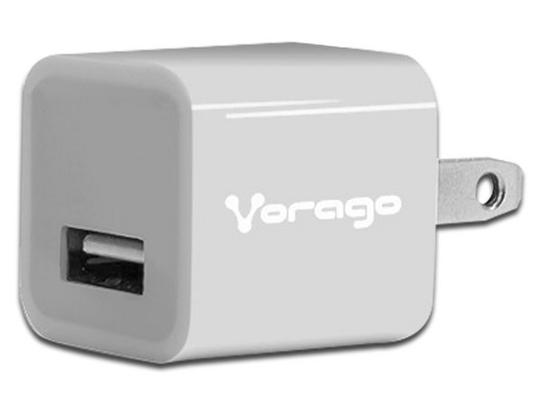 Cargador de pared Vorago AU-105 con 1 puerto USB. Color blanco.