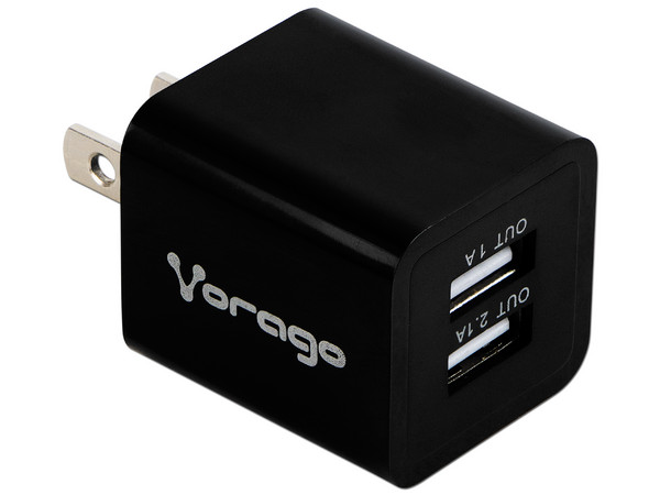 Cargador para pared Vorago AU-106 de 2 conectores USB. Color Negro.