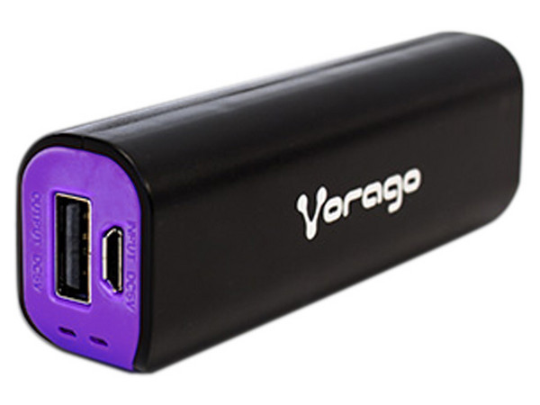 Batería Portátil recargable Vorago PB150, 2200 mAh. Color Negro y Morado.
