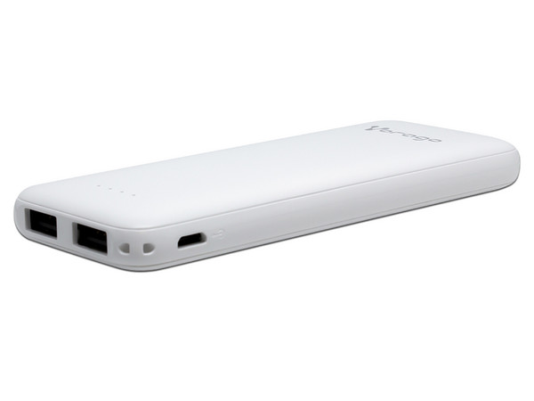Batería Portátil recargable Vorago PB-301-WH de 5,000 mAh, 2 x USB. Color Blanco.
