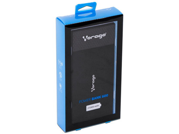Batería Portátil recargable Vorago PB-600 Powerbank de 27,000 mAh, 4 puertos USB. Color Negro.