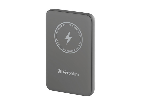 Cargador, Verbatim, Charge and Go Magnético Inalámbrico Power Bank 10000 mAh, Color Gris.