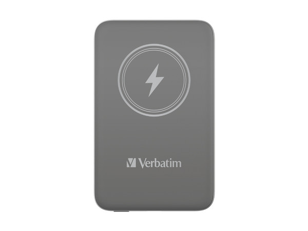 Cargador, Verbatim, Charge and Go Magnético Inalámbrico Power Bank 10000 mAh, Color Gris.