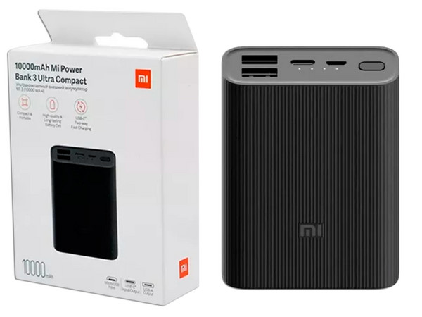 Batería Portátil recargable Xiaomi Mi Ultra Compact, Powerbank de 10,000 mAh. Color Negro.