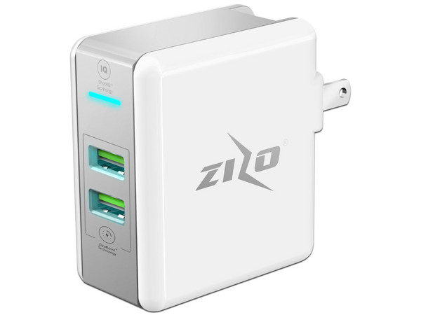Cargador de pared ZIZO Boost con 2 puertos, Color Blanco.