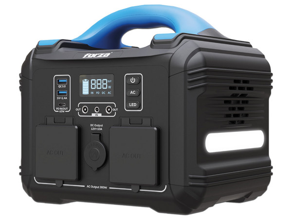 Generador Eléctrico Portátil Forza FPP-T300 300W Tomas 2AC/6DC 2 Ventiladores Pantalla LCD Panel de Control Integrado.