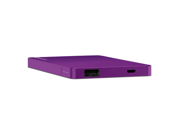 Batería Portátil recargable Mophie Powerstation mini de 3000 mAh, USB 2.0 para Smartphones y Tablets. Color morado.