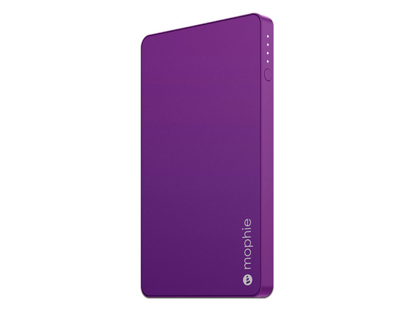 Batería Portátil recargable Mophie Powerstation mini de 3000 mAh, USB 2.0 para Smartphones y Tablets. Color morado.