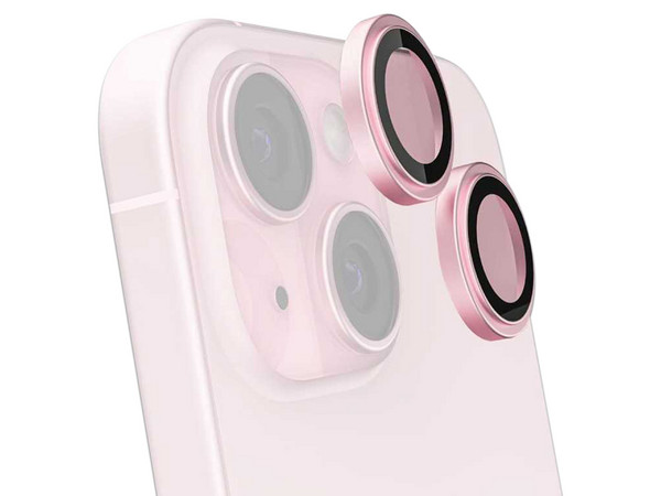 Protector de cámara Ghostek GHOGSP2833 de vidrio para iPhone 15 y 15 Plus. Color Rosa.