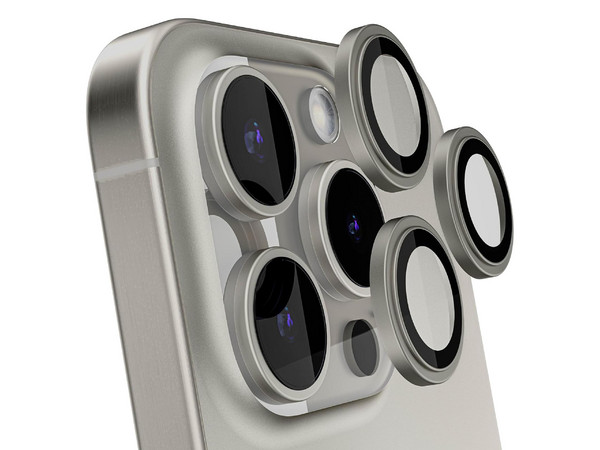 Protector de cámara Ghostek GHOGSP2837 de vidrio para iPhone 15 Pro Max. Color Gris.