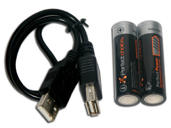 Cargador USB Perfect Choice para 2 baterías AA/AAA