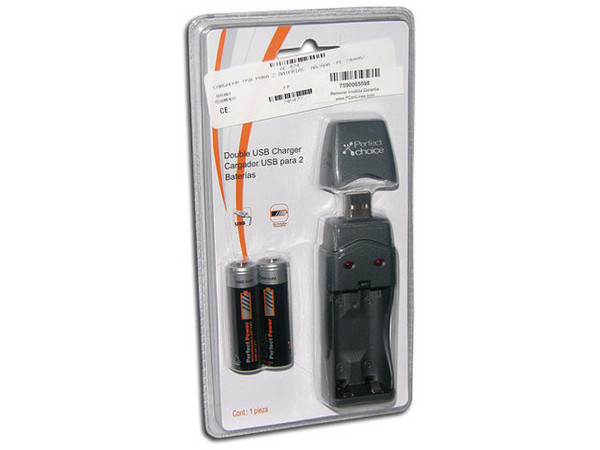 Cargador USB Perfect Choice para 2 baterías AA/AAA