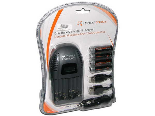 Cargador Dual USB Perfect Choice para baterías 4 AA/2 AAA
