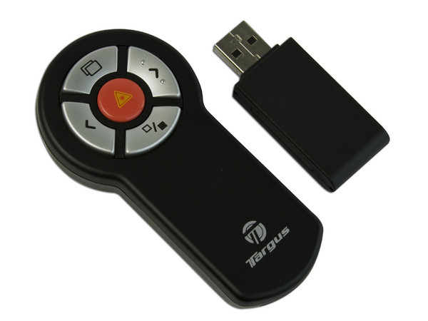 Presentador inalámbrico Targus puntero láser con funciones de control de presentaciones y multimedia.