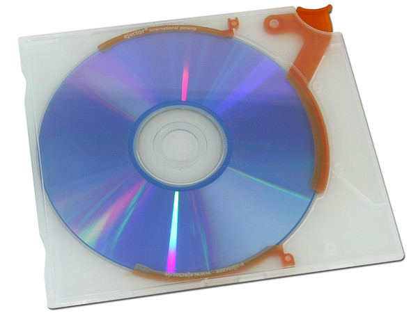 E-Sampler de 10 e-slimcases con e-clip Ejector para almacenar CDs/DVDs. Color Naranja