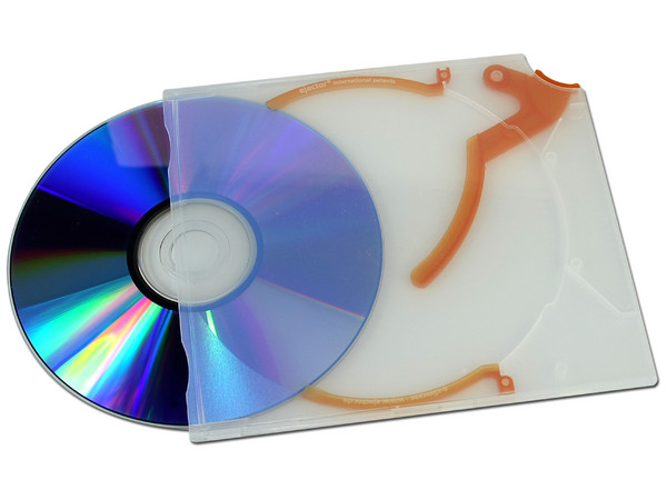 E-Sampler de 10 e-slimcases con e-clip Ejector para almacenar CDs/DVDs. Color Naranja
