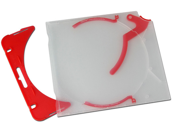 E-Archive de 10 e-slimcases con e-clip Ejector para almacenar CDs/DVDs. Color Rojo