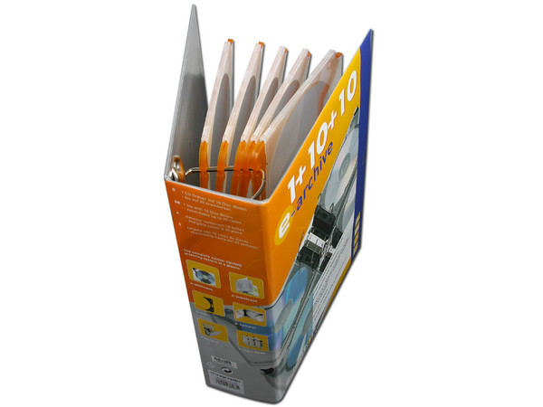 E-Archive de 10 e-slimcases con e-clip Ejector para almacenar CDs/DVDs. Color Naranja
