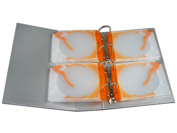 E-Archive de 10 e-slimcases con e-clip Ejector para almacenar CDs/DVDs. Color Naranja
