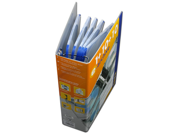 E-Archive de 10 e-slimcases con e-clip Ejector para almacenar CDs/DVDs. Color Azul