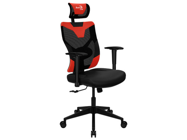 Silla Gamer Aerocool Guardián, Inclinación de 135 grados, descansa brazos ajustables. Color Rojo.