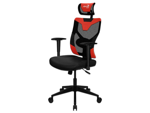 Silla Gamer Aerocool Guardián, Inclinación de 135 grados, descansa brazos ajustables. Color Rojo.