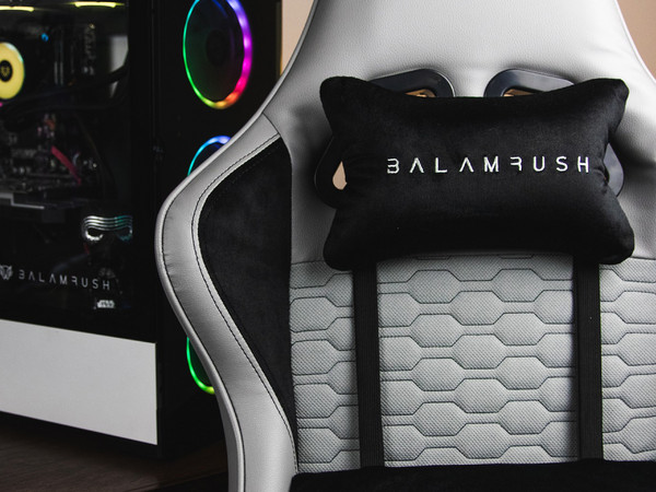 Silla Gamer Balam Rush Thunder 2, inclinación ajustable de hasta 180 Grados, Pistón de gas clase 4, Soporta hasta 150kg, soporte lumbar, Color Gris.