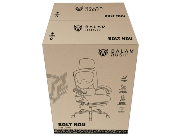 Silla Gamer Balam Rush Bolt Nou W, Descansa brazos, Altura Ajustable, Soporta hasta 130kg, Color Blanco.