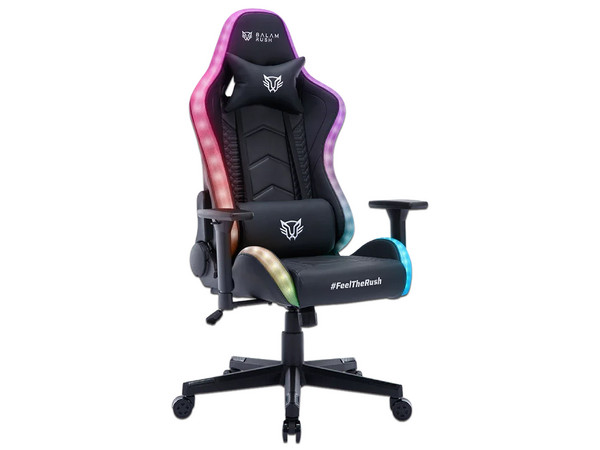 Silla Gamer Balam Rush Lightning Rush V2, Soporta hasta 150Kg, Iluminación RGB, Reposabrazos 4D, Color Negro.
