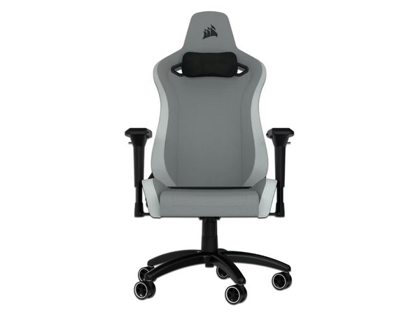 Silla Gamer CORSAIR TC200 Fabric, Repozabrazos 4D, Reclinable hasta 180, Color Gris/Blanco.