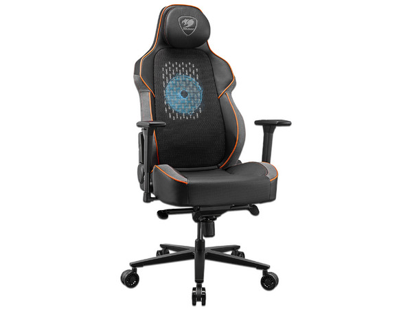 Silla Gamer Cougar NXSYS AERO, Reclinable, Altura Ajustable, Soporta hasta 160Kg, Ventilador RGB integrado, Color Naranja.