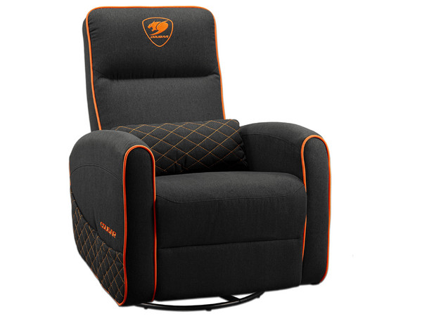 Sofá Cougar Fidom CGR-FDF-ORB, Soporta Hasta 150 Kg, Reclinable de Hasta 160 Grados. Color Negro y Naranja.
