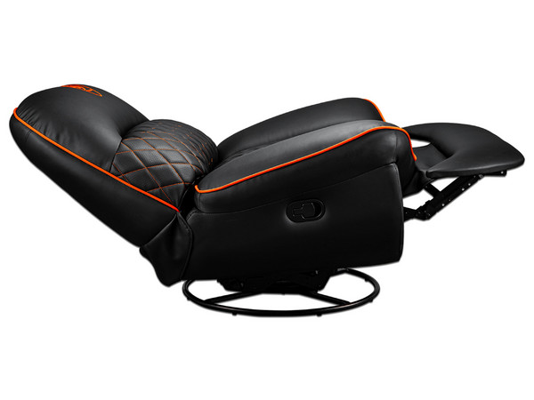 Sofá Cougar Overlord CGR-OVL-ORB, Soporta Hasta 150 Kg, Reclinable de Hasta 160 Grados. Color Negro y Naranja.