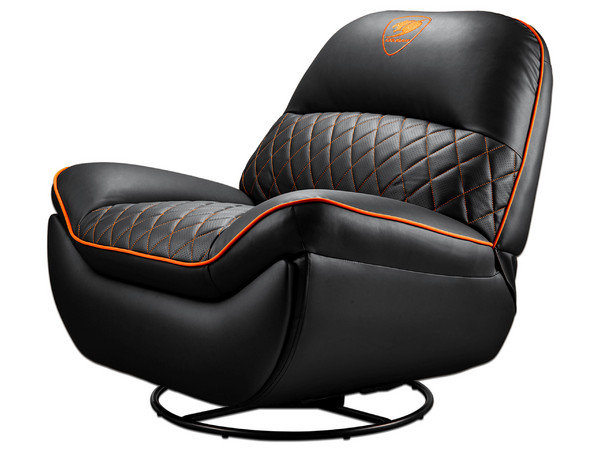 Sofá Cougar Overlord CGR-OVL-ORB, Soporta Hasta 150 Kg, Reclinable de Hasta 160 Grados. Color Negro y Naranja.