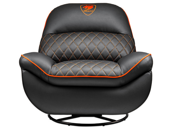 Sofá Cougar Overlord CGR-OVL-ORB, Soporta Hasta 150 Kg, Reclinable de Hasta 160 Grados. Color Negro y Naranja.