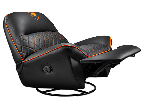 Sofá Cougar Overlord CGR-OVL-ORB, Soporta Hasta 150 Kg, Reclinable de Hasta 160 Grados. Color Negro y Naranja.