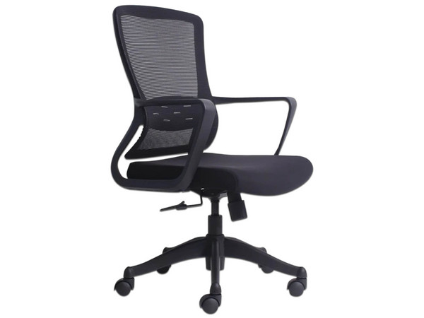 Silla Ejecutiva Ergo Portonovo, Altura Ajustable, Tela con Respaldo en Malla, Color Negro.