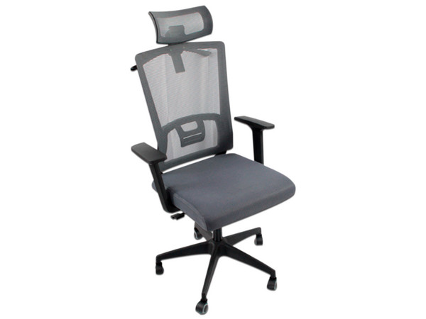 Silla gerencial MODAMOB KIOTO, Con Reposabrazos y Cabecera, Color Gris.