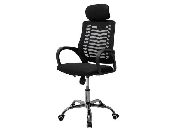 Silla para oficina Ejecutiva Mundo IN JM-108A, Respaldo en Malla, Asiento Tapizado, Altura ajustable, Color Negro.